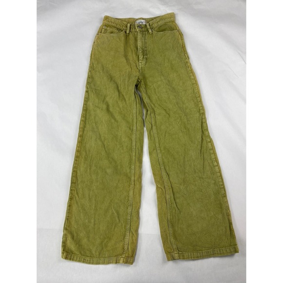 BDG Pants - BDG High and Wide Leg Pants Women's Size 26 Green Corduroy - Flawed